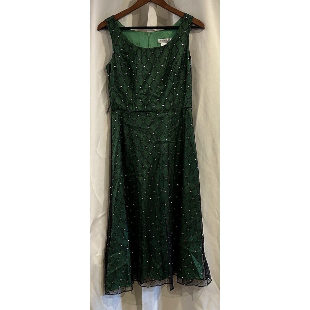 Vintage Coldwater Creek Made in USA Party Diamond Pattern Fit Flare Dress 6P